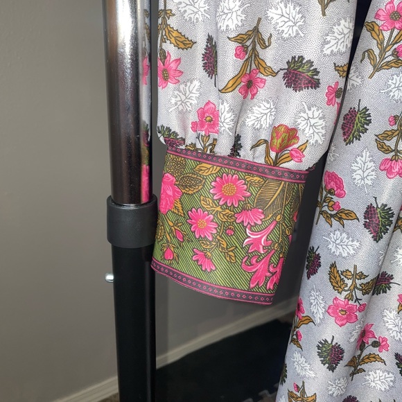 Vintage Toni Todd Maxi Dress Grey with Hot Pink Floral - Picture 3 of 8